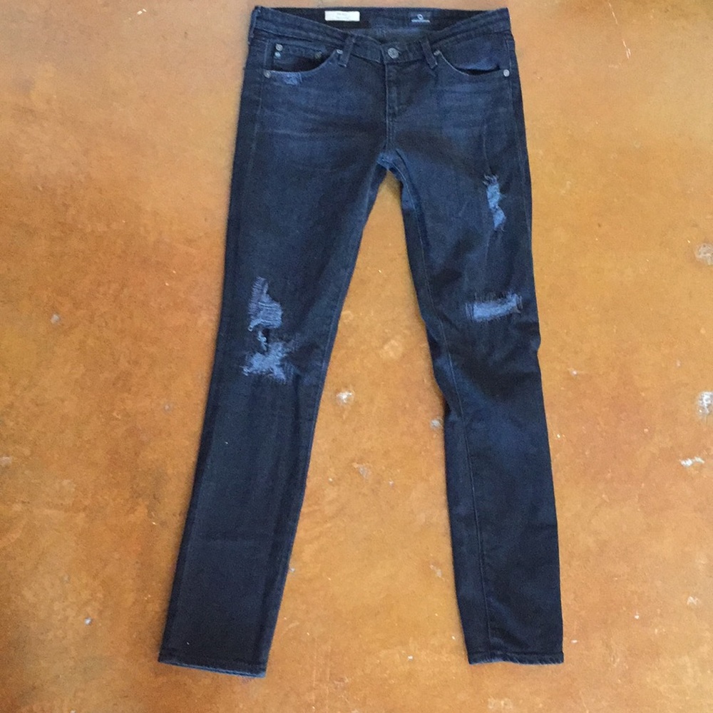 Super cute black distressed AG jeans